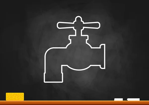 Drawing of faucet on blackboard — Stock Vector