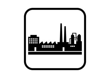 Beyaz arkaplanda fabrika vektör simgesi