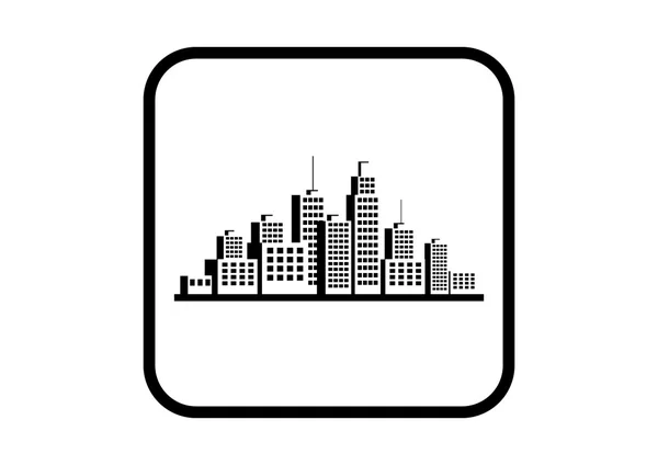 Icône vectorielle ville sur fond blanc — Image vectorielle