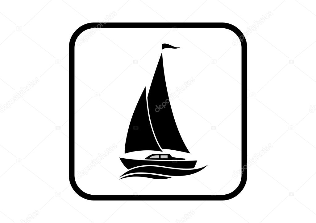 Sailboat vector icon on white background