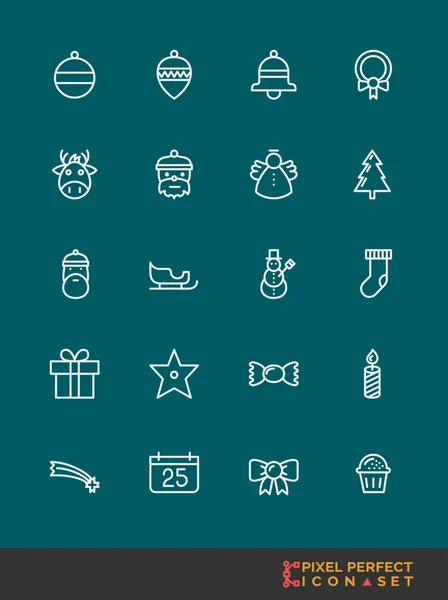 Weihnachtssymbole setzen Pixel perfekte Icons setzen — Stockvektor