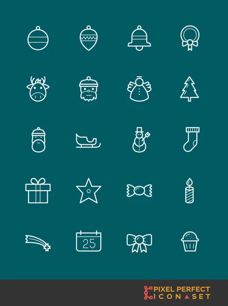 Set de iconos de Navidad Pixel Perfect Icon Set — Archivo Imágenes Vectoriales