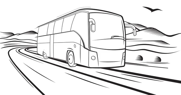 Balades en bus sur la route — Image vectorielle