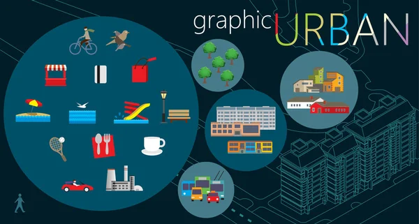 Conjunto gráfico urbano — Archivo Imágenes Vectoriales