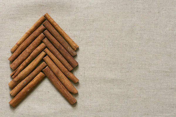 Christmas tree made of cinnamon sticks — Stock Photo, Image