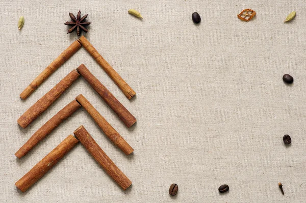 Christmas tree made of cinnamon sticks — Stock Photo, Image