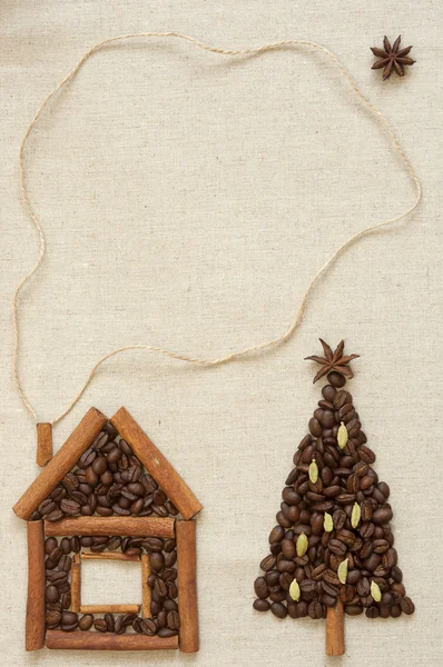 Корица дом и кофейное дерево — стоковое фото