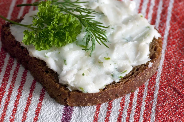 Lard spread on rye bread close up — Stock Photo, Image