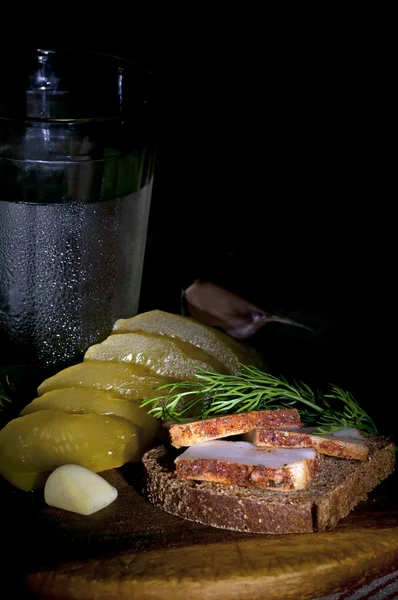 Sandwich with spiced lard — Stock Photo, Image