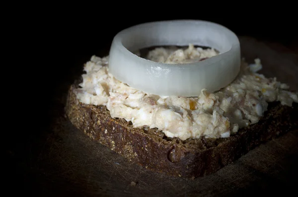 Sandwich with forshmak (minced herring) close up — Stock Photo, Image