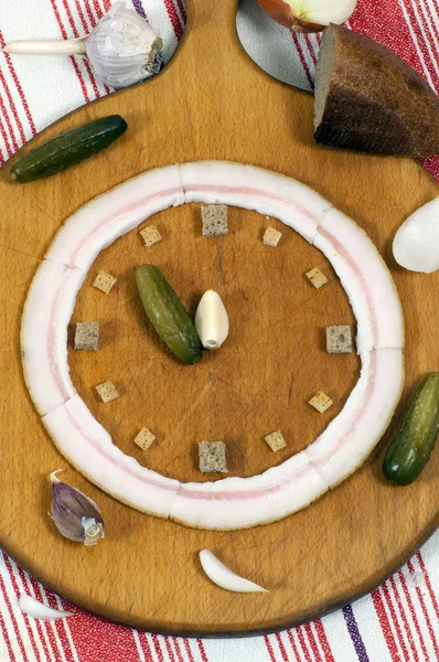 Clock made of food — Stock Photo, Image
