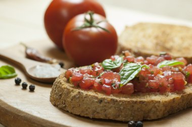 İtalyan bruschetta yakın çekim