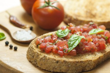 İtalyan bruschetta yakın çekim