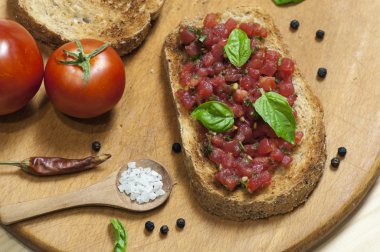 İtalyan bruschetta, yukarıdan görünüm