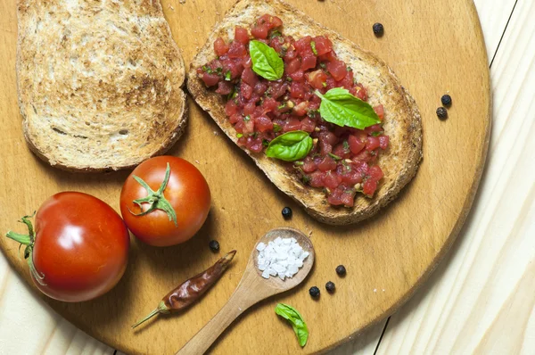 İtalyan bruschetta, yukarıdan görünüm