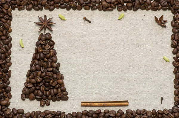 Christmas tree on sack background — Stock Photo, Image