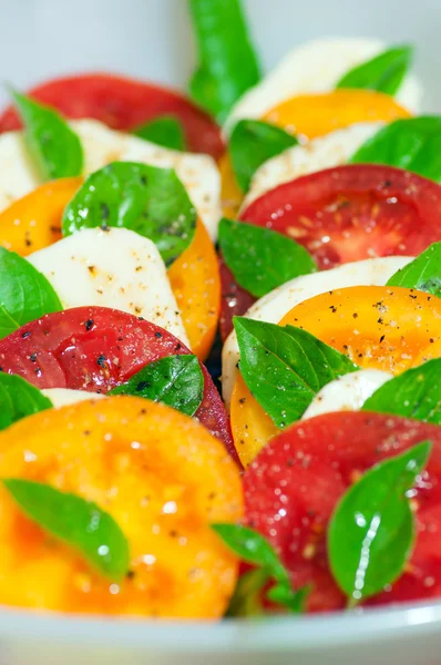 Caprese-Salat aus roten und gelben Tomaten — Stockfoto