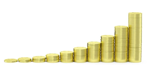 Монеты Золотой долларов линейчатой диаграммы. — стоковое фото