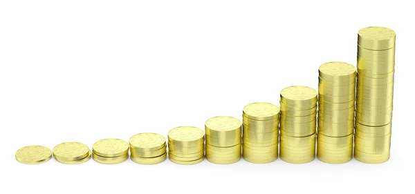 Altın dolar büyüyen paralar çubuk grafik — Stok fotoğraf