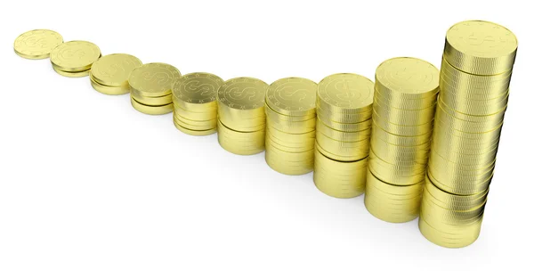 Växande gyllene dollar mynt stapeldiagram — Stockfoto