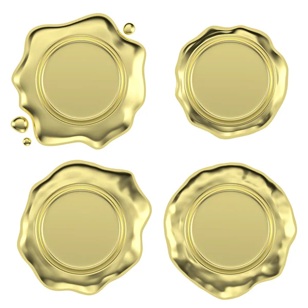 Golden wax seals set — Stock Photo, Image