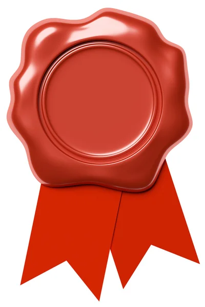 레드 리본 화이트에 고립 된 빨간 왁 스 물개 — 스톡 사진