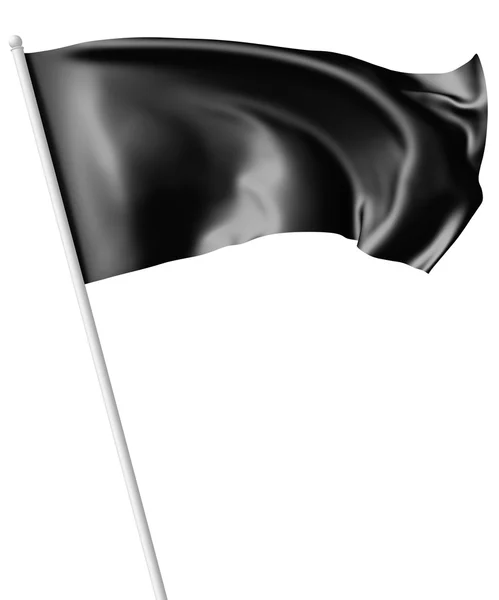 Black flag on flagpole waving in wind — Stock Photo, Image