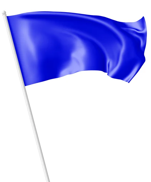 Blue flag on flagpole waving in wind — Stock Photo, Image
