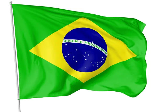Флаг Бразилии с флагштоком — стоковое фото