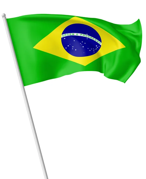 Флаг Бразилии на флагшток — стоковое фото