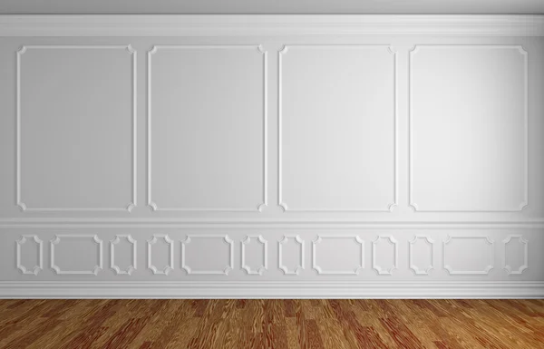 Białe ściany w pustym pokoju w stylu klasycznym — Zdjęcie stockowe