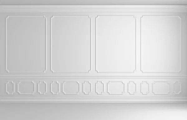 Λευκό τοίχο σε κλασικό στυλ άχρωμο άδειο δωμάτιο — Φωτογραφία Αρχείου