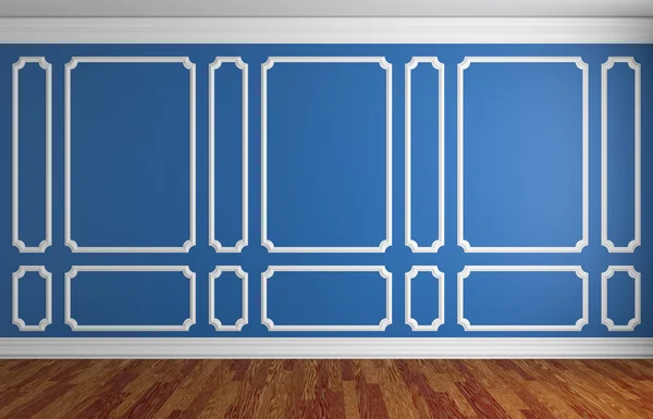 Niebieską ścianą w stylu klasycznym pokojach — Zdjęcie stockowe