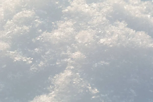 Snow Surface Shiny Snowflakes Bright Sunlight Close Macro View Shallow — Stock Photo, Image