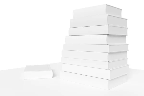 White Bookshelf Stack White Books Isolated White Background Colorless Bleached — Stock Photo, Image