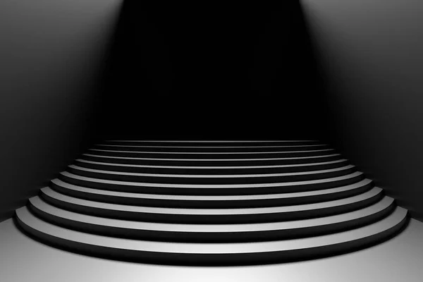 Stage Black Stairs Empty Black Room Dark Light Top Wide — Stock Photo, Image