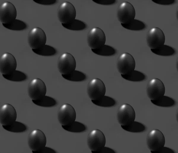 Siyah Renksiz Izometrik Arka Planda Gölgeli Siyah Tavuk Yumurtaları Akromatik — Stok fotoğraf