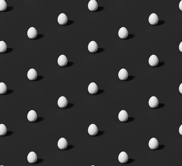 Många Vita Ägg Med Skugga Svart Färglös Sömlös Isometrisk Bakgrund — Stockfoto