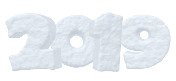 2019 Новорічний Знак Текст Написаний Цифрами Снігу Зимові Снігові Символи — стокове фото