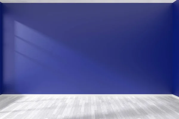 Empty Room Blue Flat Smooth Walls White Wooden Parquet Floor — Stock Photo, Image