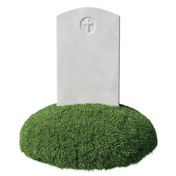 Grau Leerer Grabstein Auf Grünem Gras Insel Unter Hellem Sonnenlicht — Stockfoto