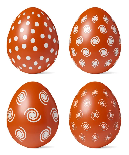 Huevos Rojos Pascua Pintados Con Una Decoración Blanca Sencilla Con —  Fotos de Stock