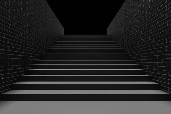 Чорні Сходи Чорними Сходами Цегляними Стінами Підземному Проході Вгору Ілюстрація — стокове фото