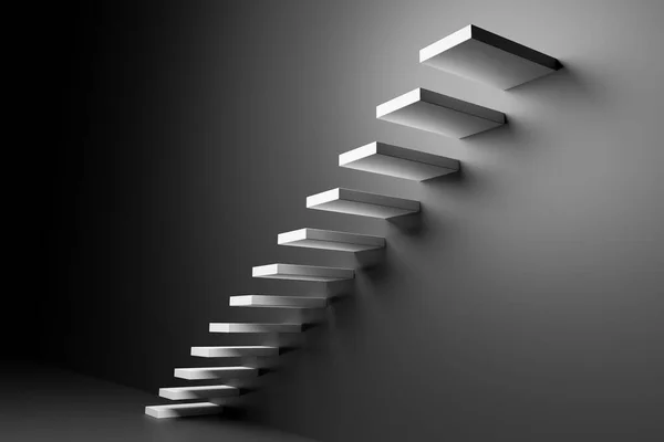 Ascending White Stairs Rising Staircase Going Upward Black Empty Room Royalty Free Stock Photos