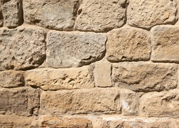 Oude Gele Stenen Muur Gemaakt Met Natuurlijke Verouderde Stenen Close — Stockfoto