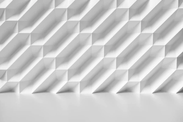 Abstrakt Vit Rumsmur Med Futuristisk Knölig Polygonal Geometrisk Yta Färglös — Stockfoto