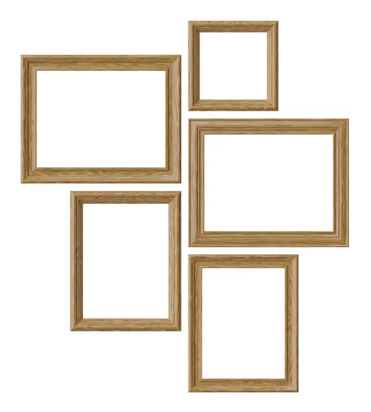 Wood Blank Picture Photo Frames Isolated White Background Decorative Wooden — Stock Photo, Image