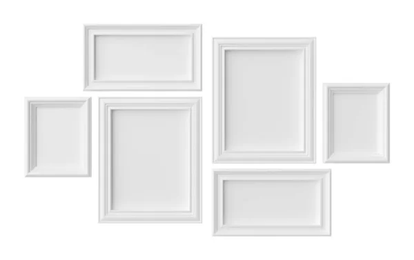 Witte Blanco Fotoframes Geïsoleerd Wit Met Schaduwen Witte Kleurloze Fotolijsten Stockafbeelding