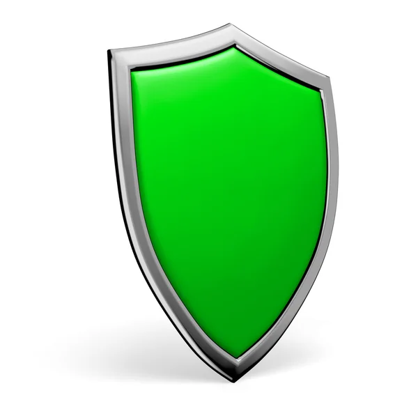 Green shield on white — Stock Photo, Image
