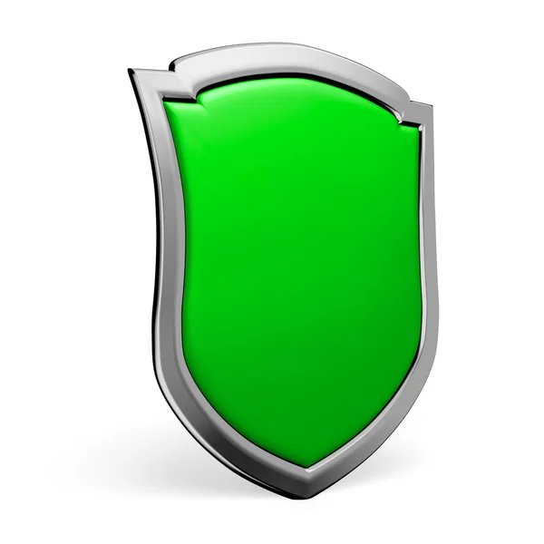 Green shield on white — Stock Photo, Image